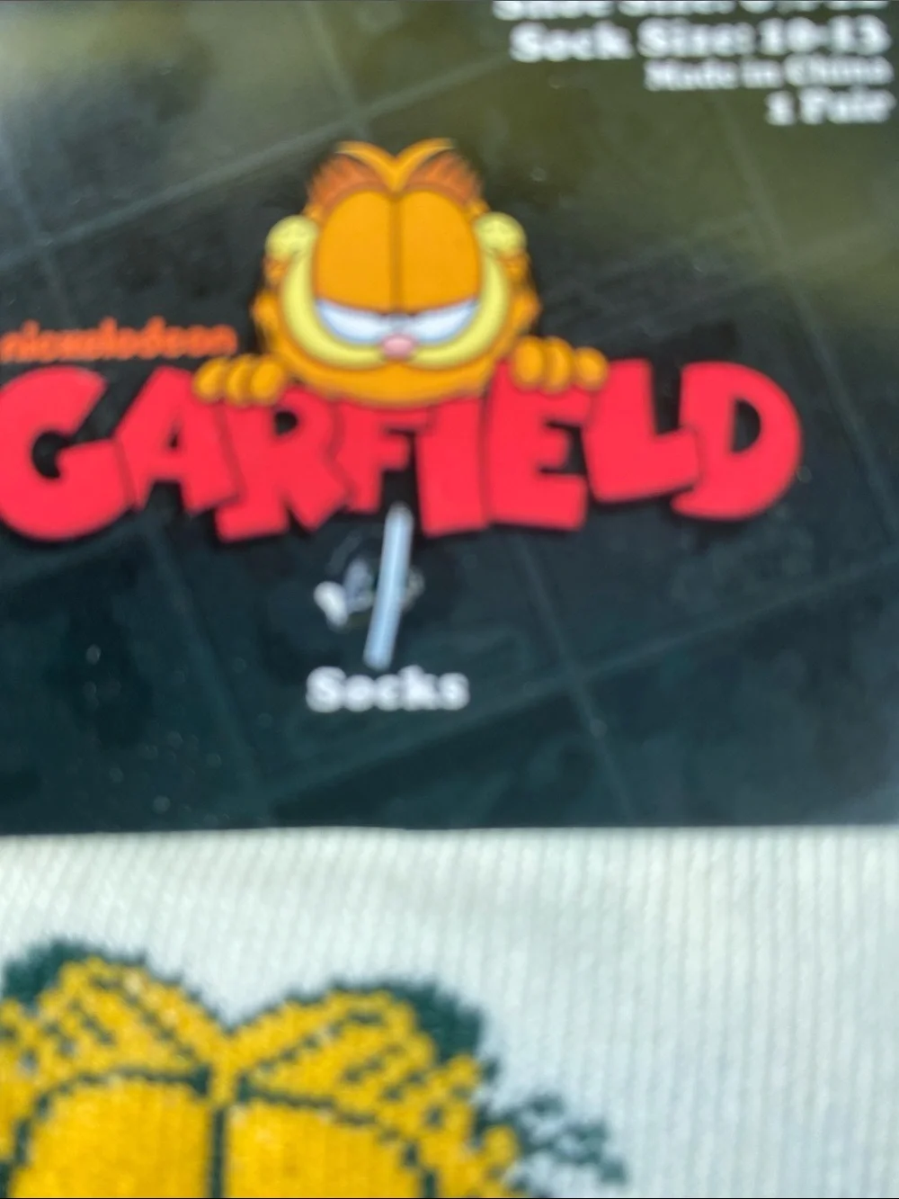 Garfield Men's Crew Socks in Green and Yellow - Official Nickelodeon